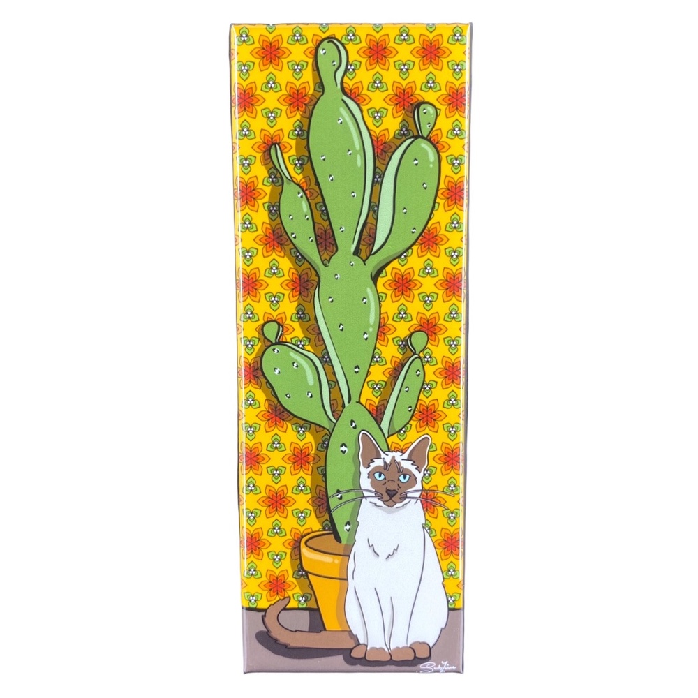 Siamese Cat Cactus Magnet Handmade Pet Portrait Gifts and Decor